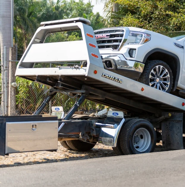 image of a car on tow truck